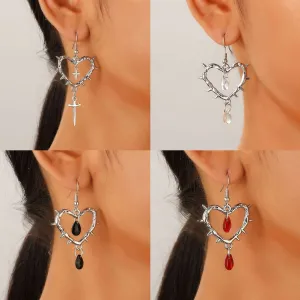 Wholesale Gothic handmade thorn heart-shaped cross water drop punk pendant