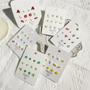 Wholesale Gothic Metallic Leaf Heart Alloy Earrings Set of 6
