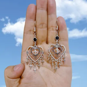 Wholesale Gothic Punk Vintage Cross Heart Earrings