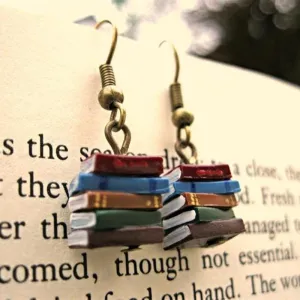 Wholesale Gothic Retro Creative Stacking Book Library Color Earrings