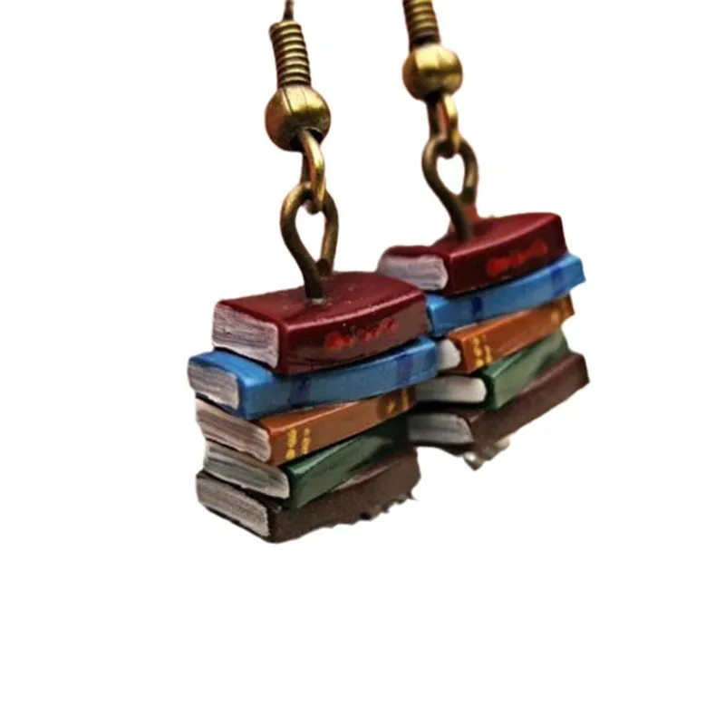 Wholesale Gothic Retro Creative Stacking Book Library Color Earrings