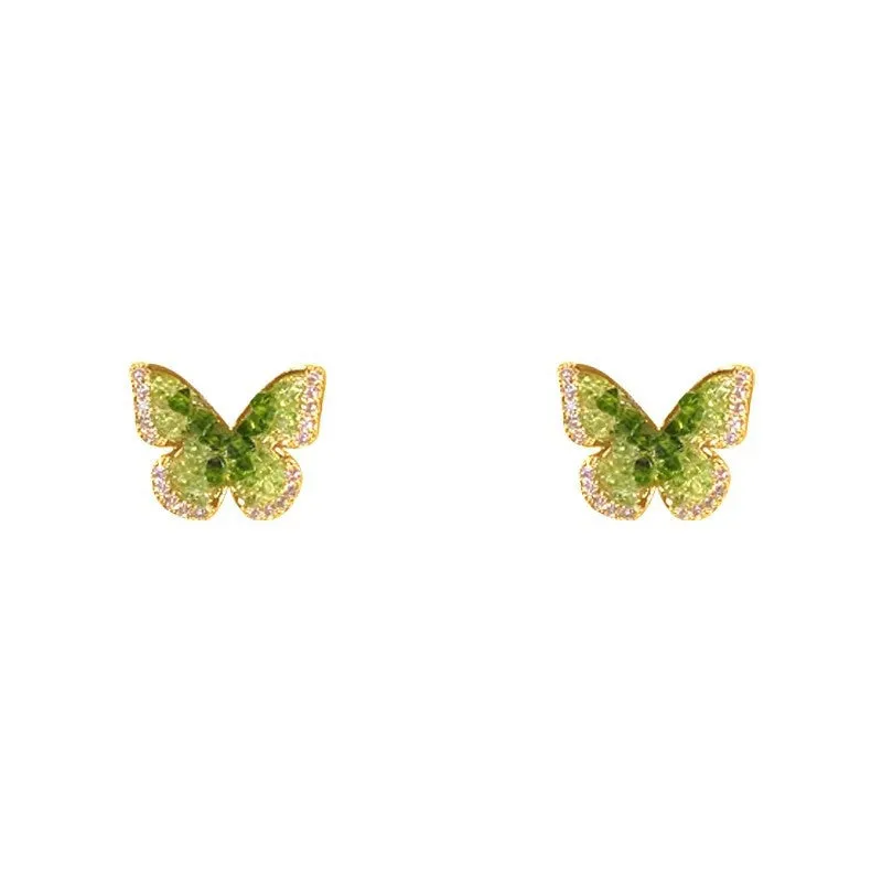 Wholesale Green Crystal Butterfly Fashion Earrings