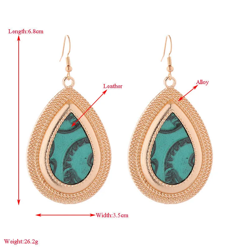 Wholesale Green Leather Printed Earrings