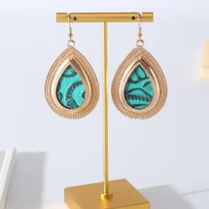 Wholesale Green Leather Printed Earrings