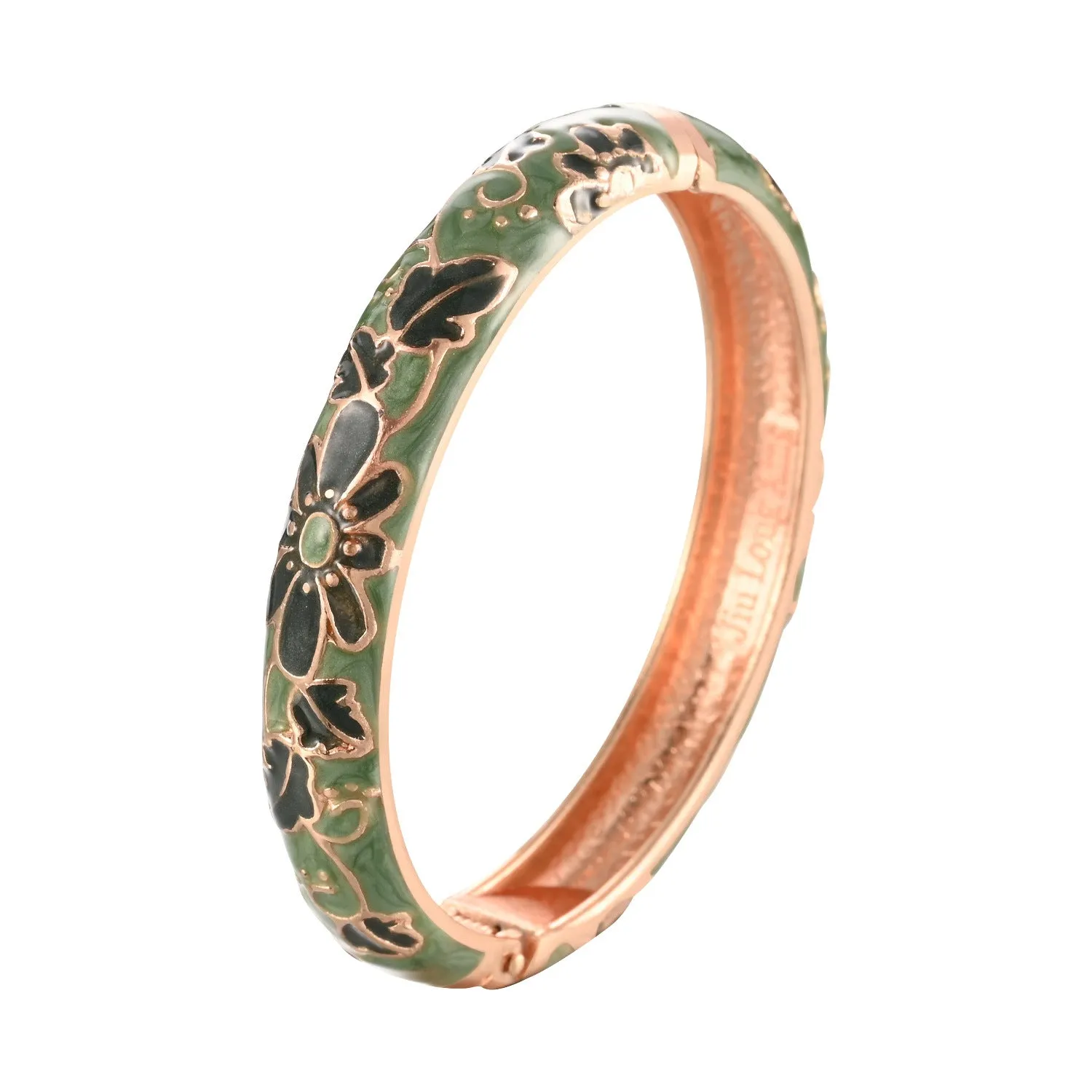 Wholesale Green Shamrock Enamel Drip Oil Flower Opening Alloy Bracelet