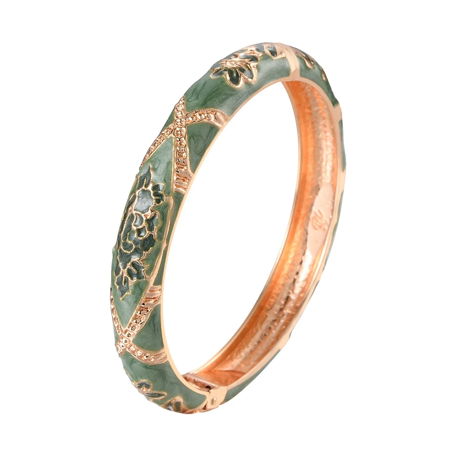 Wholesale Green Shamrock Enamel Drip Oil Flower Opening Alloy Bracelet