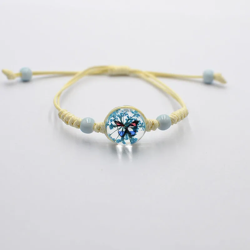 Wholesale Gypsophila Bracelet Glass Time Gem Real Flower Dried Flower Bracelet