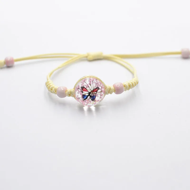 Wholesale Gypsophila Bracelet Glass Time Gem Real Flower Dried Flower Bracelet