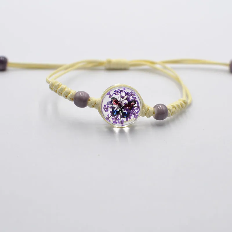 Wholesale Gypsophila Bracelet Glass Time Gem Real Flower Dried Flower Bracelet