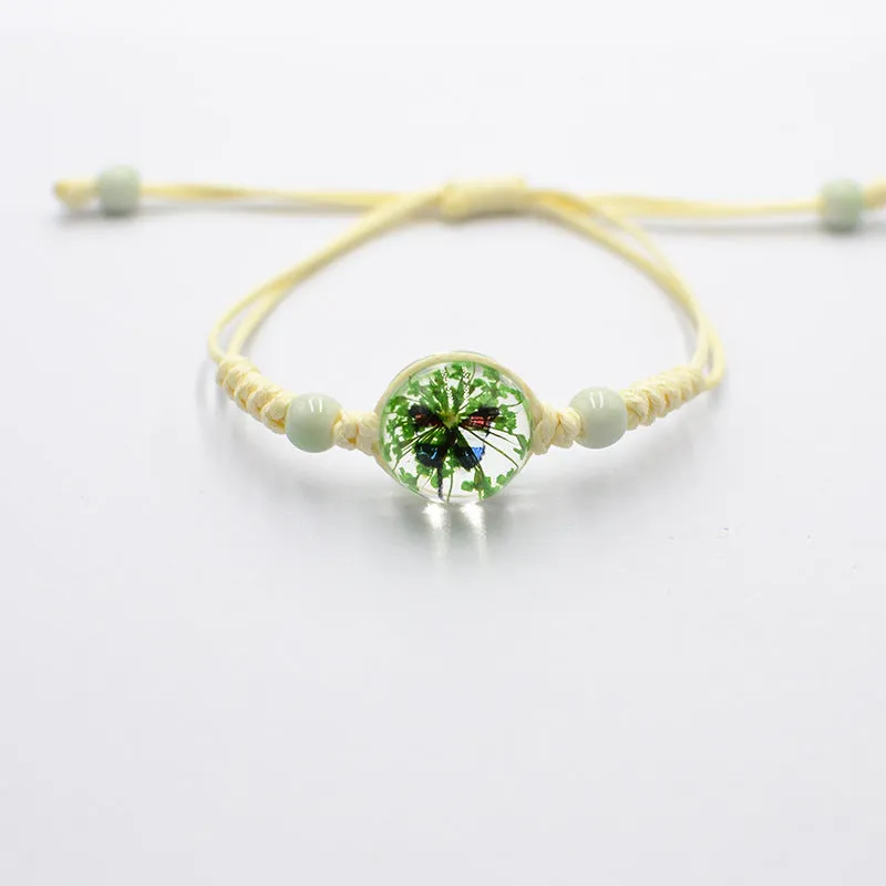 Wholesale Gypsophila Bracelet Glass Time Gem Real Flower Dried Flower Bracelet