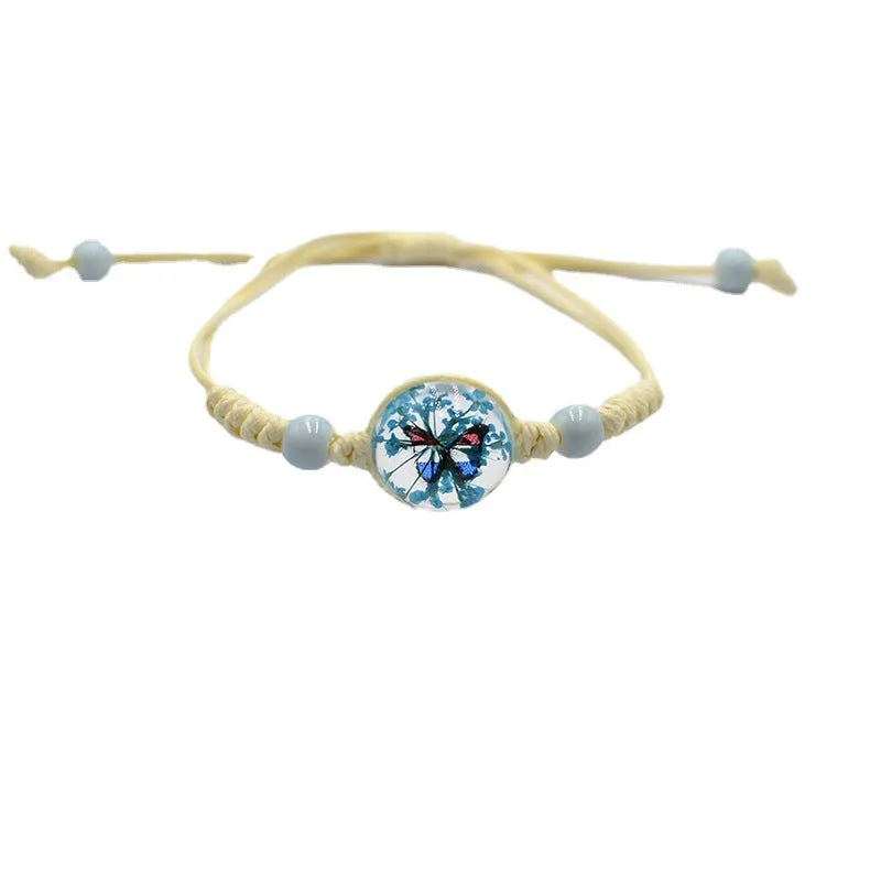 Wholesale Gypsophila Bracelet Glass Time Gem Real Flower Dried Flower Bracelet