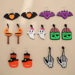 Wholesale Halloween Cartoon Printed Acrylic Earrings