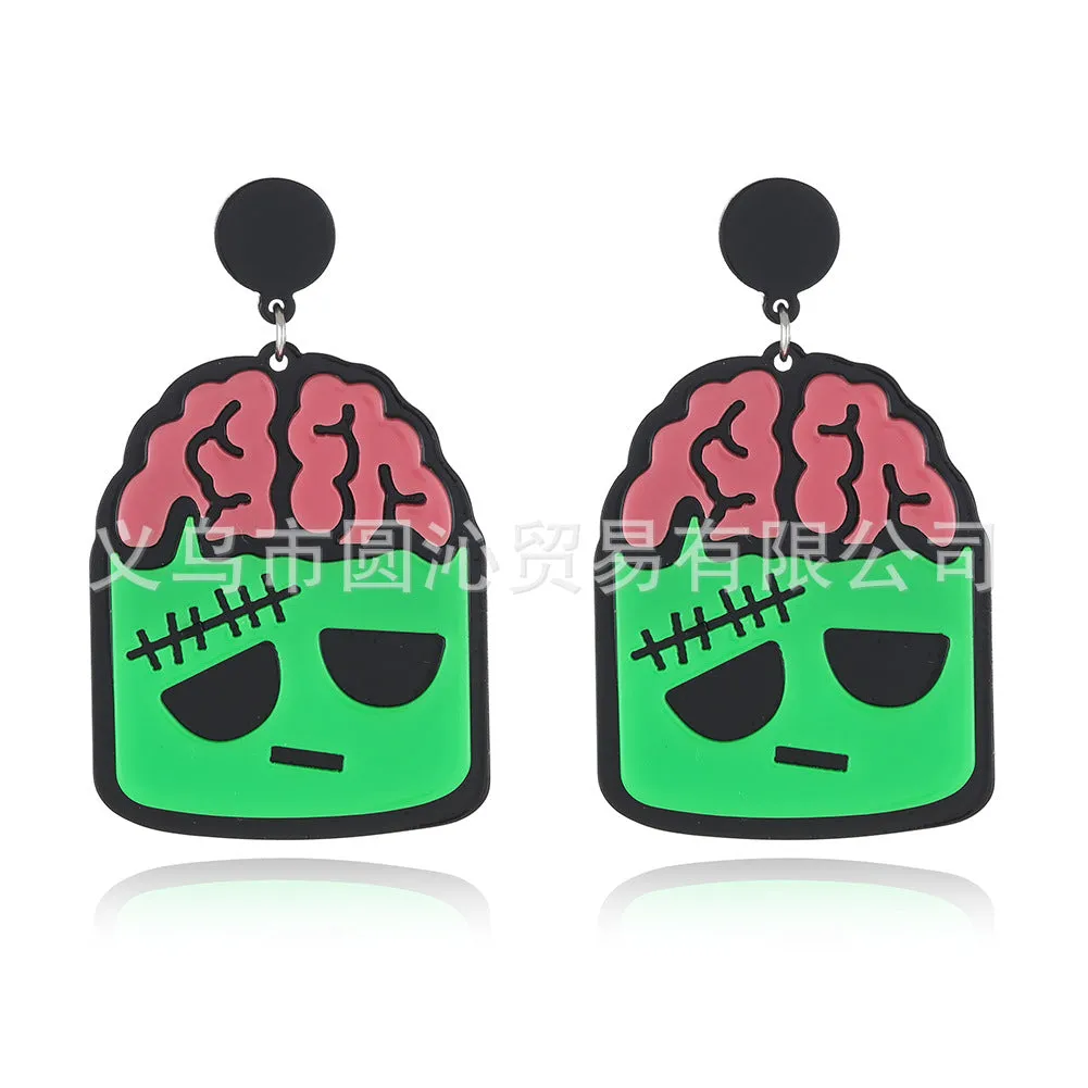 Wholesale Halloween Cartoon Printed Acrylic Earrings