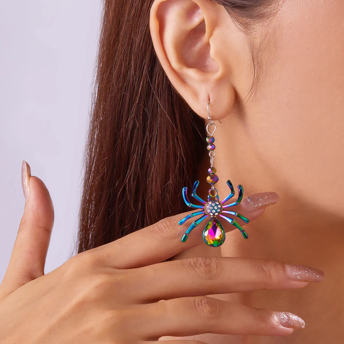Wholesale Halloween Dark Gothic Colorful Exaggerated Spider Earrings