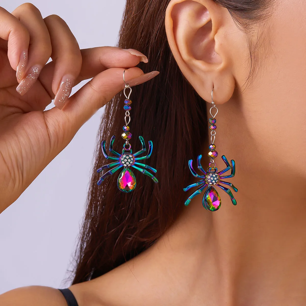 Wholesale Halloween Dark Gothic Colorful Exaggerated Spider Earrings