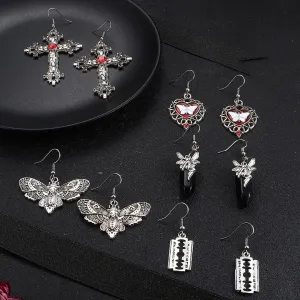 Wholesale Halloween Fashion Gothic Silver Vintage Skull Butterfly Earrings