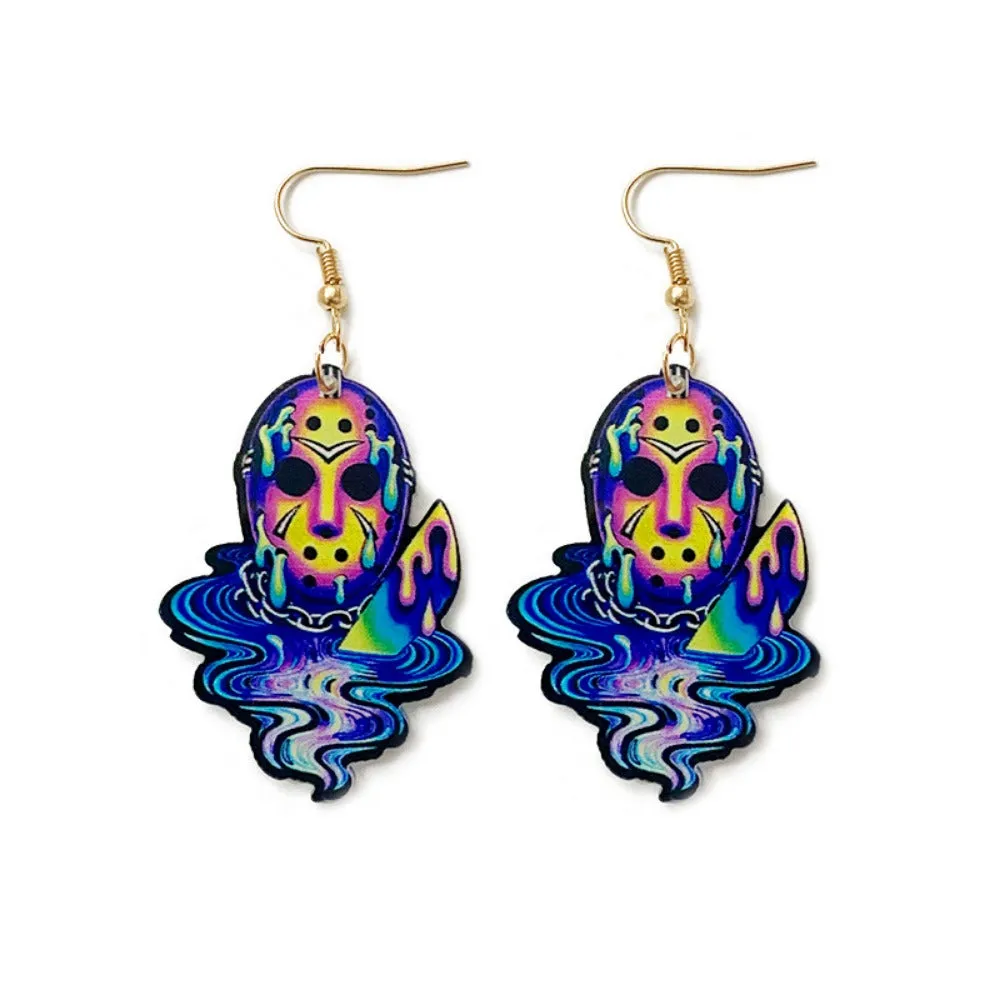 Wholesale Halloween Horror Tie Dye Printed Acrylic Earrings