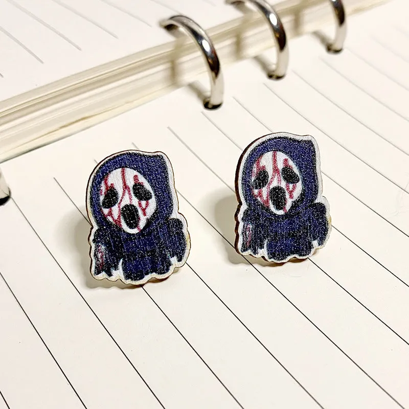 Wholesale Halloween Horror Wooden Earrings