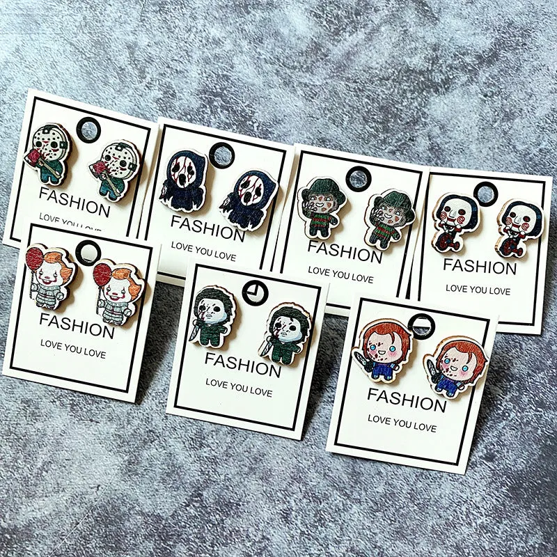 Wholesale Halloween Horror Wooden Earrings