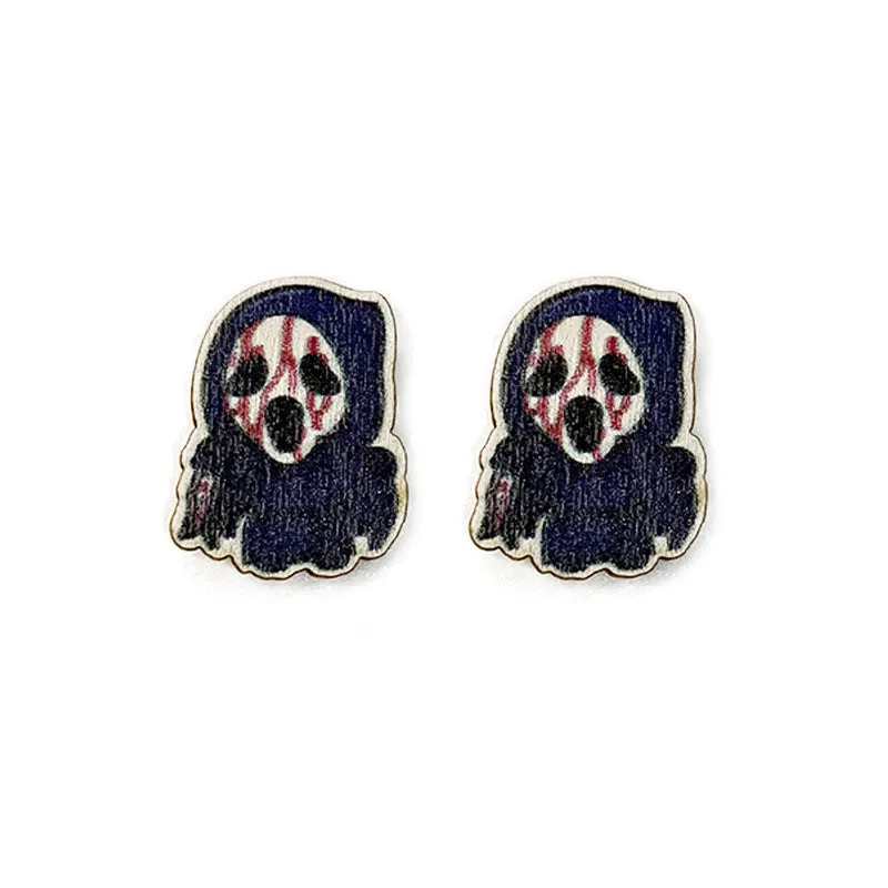 Wholesale Halloween Horror Wooden Earrings