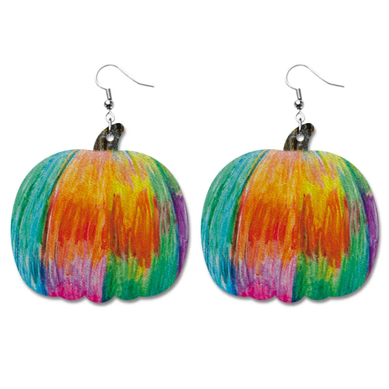 Wholesale Halloween Pumpkin Bat Alien Funny Heart Shape Leather Earrings