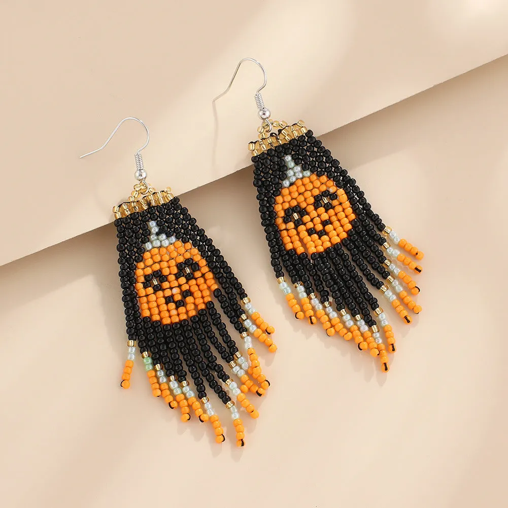 Wholesale Halloween Series Rice Bead Ghost Earrings