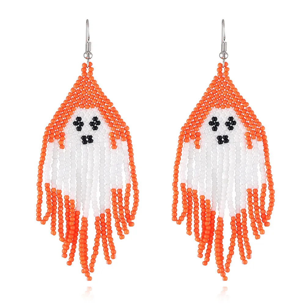 Wholesale Halloween Series Rice Bead Ghost Earrings