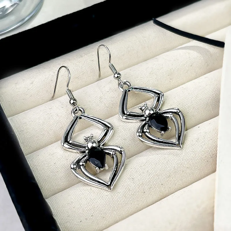 Wholesale Halloween Spider Retro Exaggerated Emerald Earrings