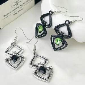 Wholesale Halloween Spider Retro Exaggerated Emerald Earrings