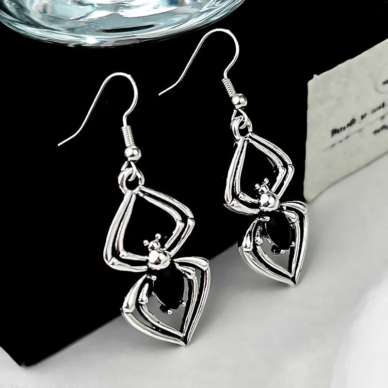 Wholesale Halloween Spider Retro Exaggerated Emerald Earrings