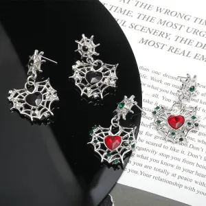 Wholesale Halloween Sweet Cool Dark Love Spider Web Earrings
