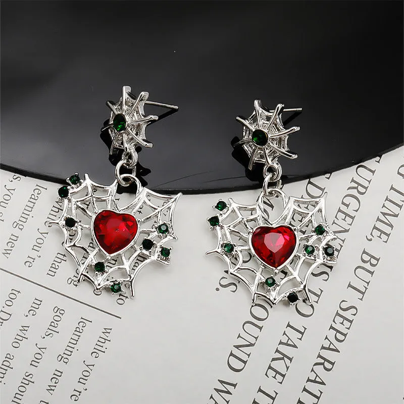 Wholesale Halloween Sweet Cool Dark Love Spider Web Earrings