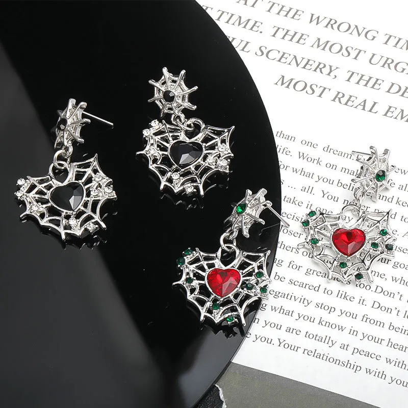 Wholesale Halloween Sweet Cool Dark Love Spider Web Earrings