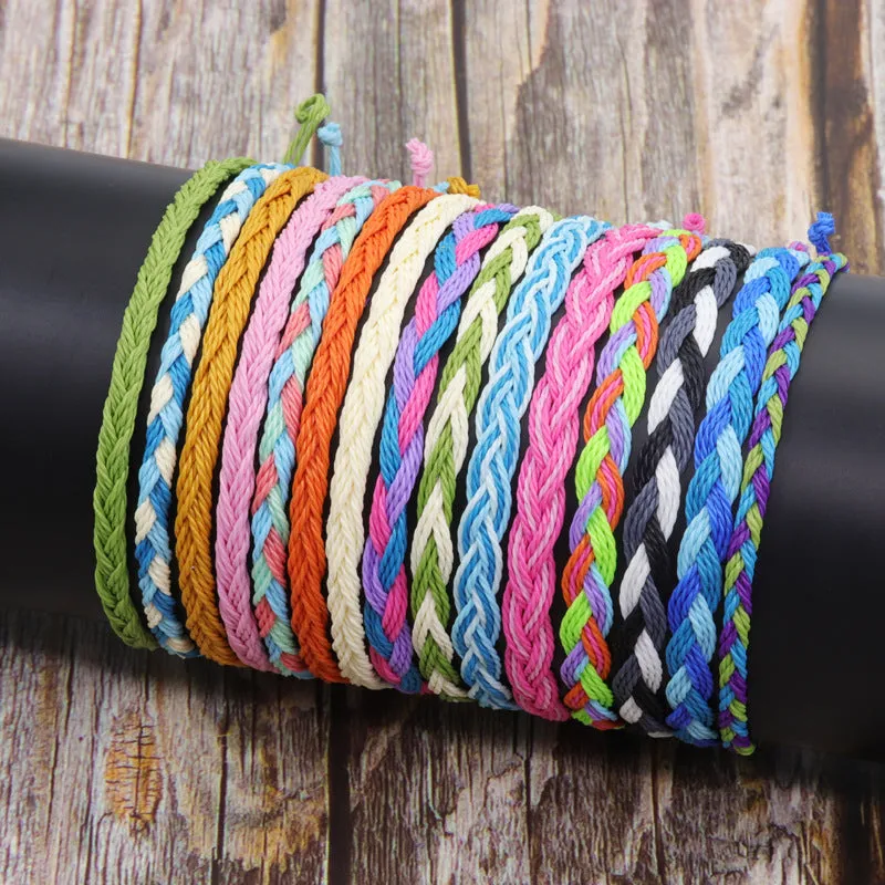 Wholesale Hand Braided Rope Twist Braid Wax Rope Bracelet
