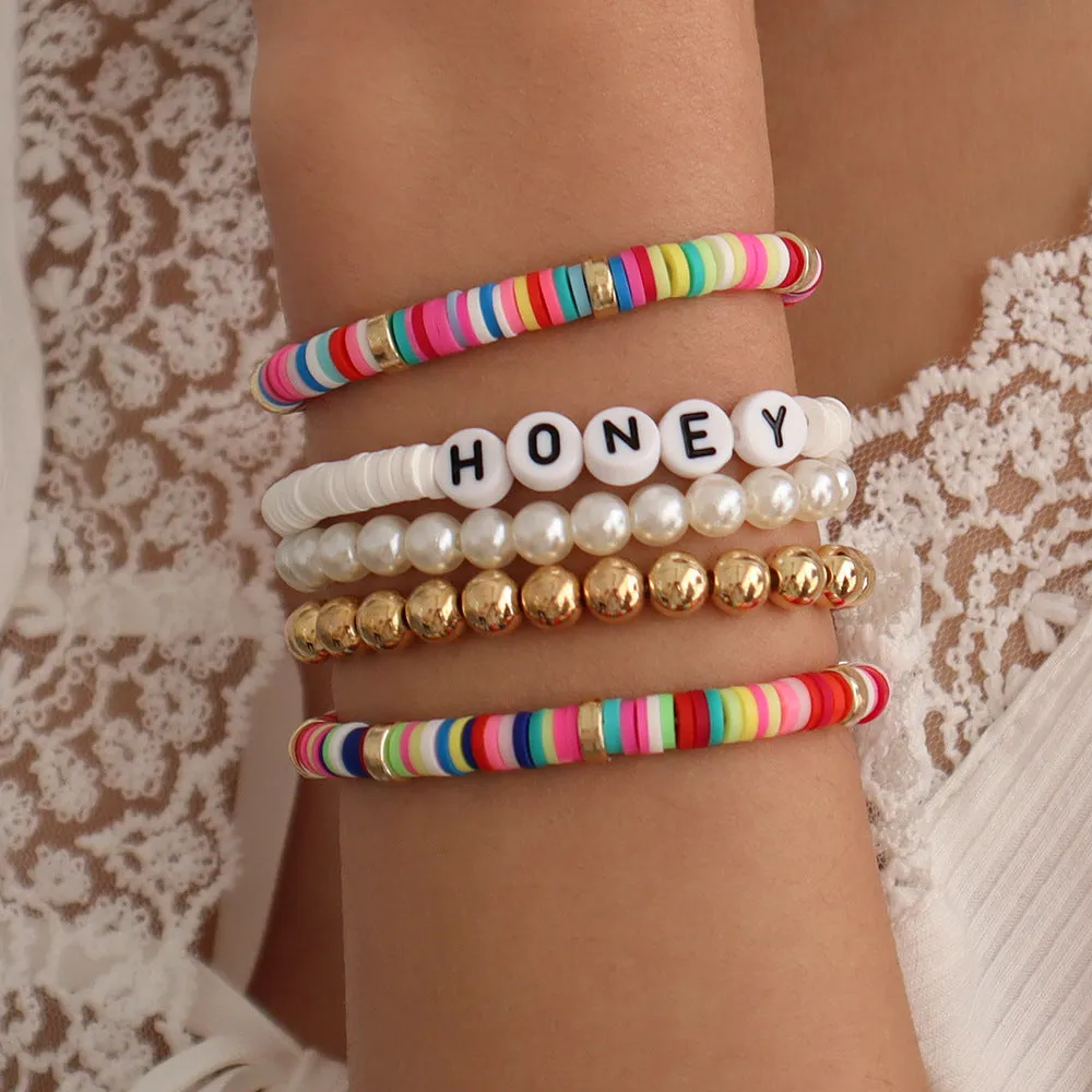 Wholesale Hand Woven Beaded Colorful Resin Bracelet