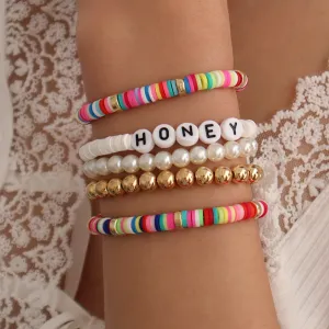 Wholesale Hand Woven Beaded Colorful Resin Bracelet