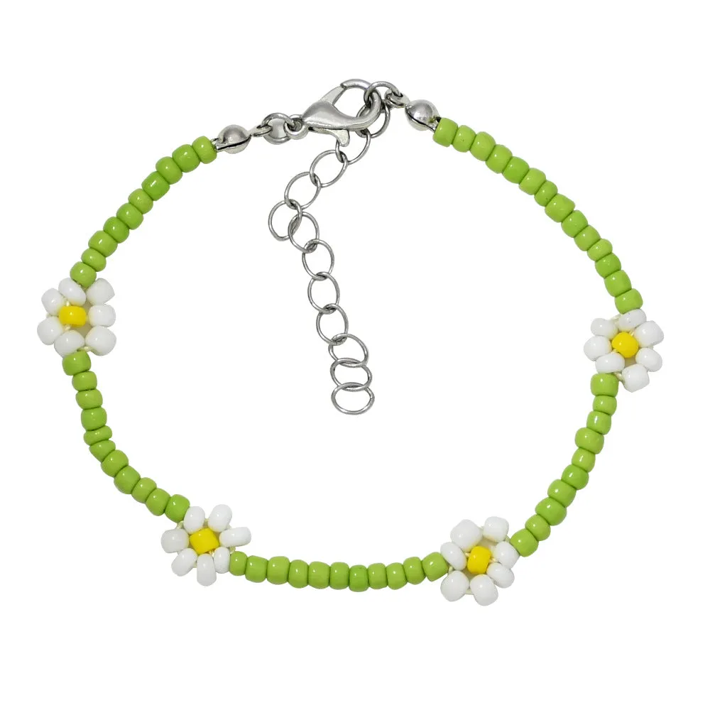 Wholesale Hand Woven Small Daisy Flower Rice Beads Bracelet