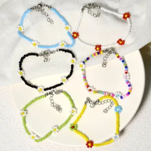 Wholesale Hand Woven Small Daisy Flower Rice Beads Bracelet
