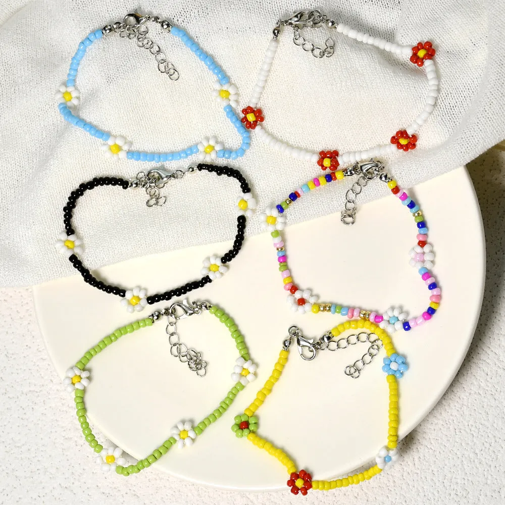 Wholesale Hand Woven Small Daisy Flower Rice Beads Bracelet