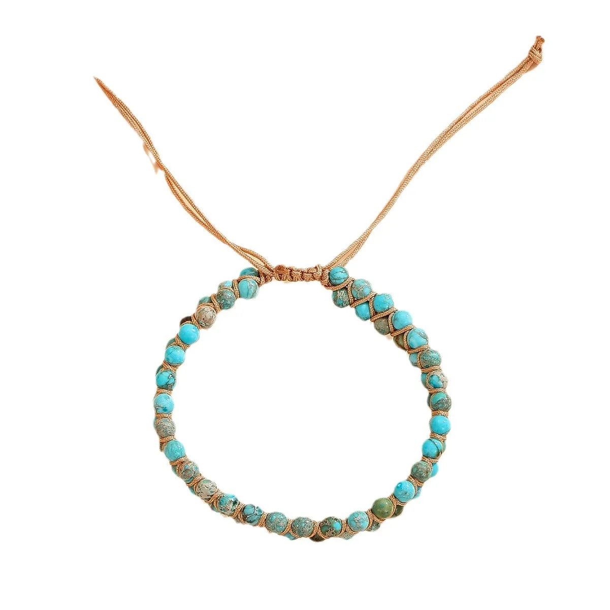 Wholesale Hand Woven Turquoise Natural Stone Double Bracelet