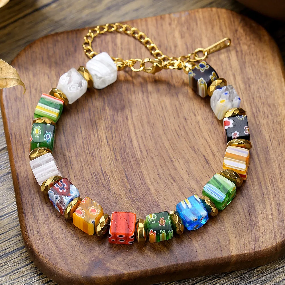 Wholesale Handmade Murano Thousand Flower Crystal Bracelet Beads DIY