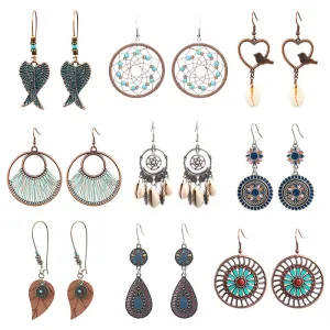 Wholesale Handmade Round Hollow Love Earrings