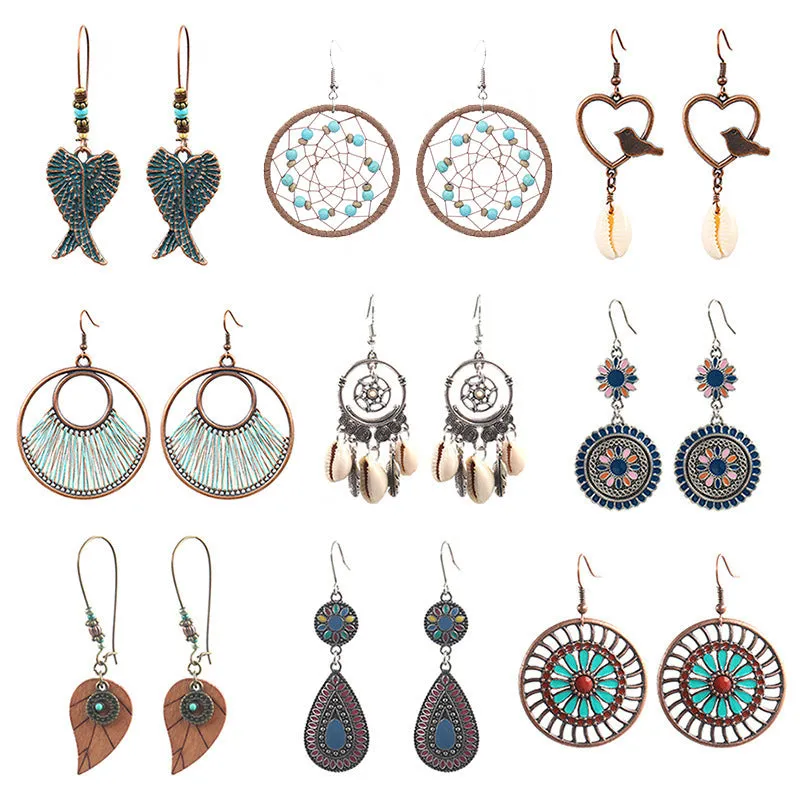Wholesale Handmade Round Hollow Love Earrings