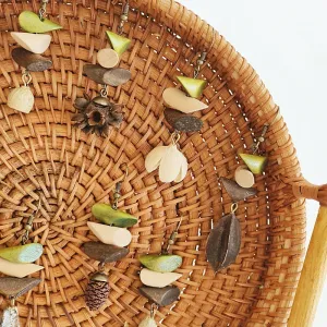 Wholesale Handmade Vintage Three-color Wooden Diamond Bead Dried Fruit Earrings