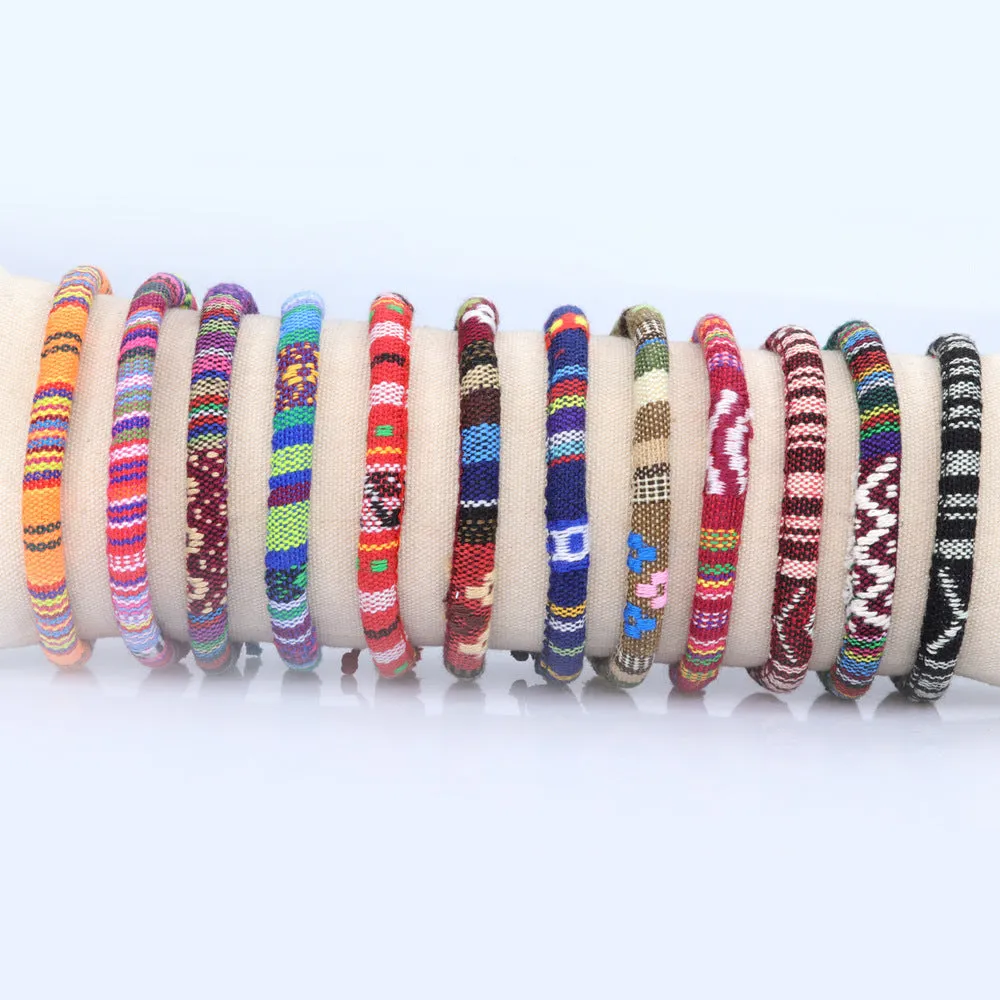 Wholesale Handwoven Colorful Waxed Thread Cotton Rope Bracelet