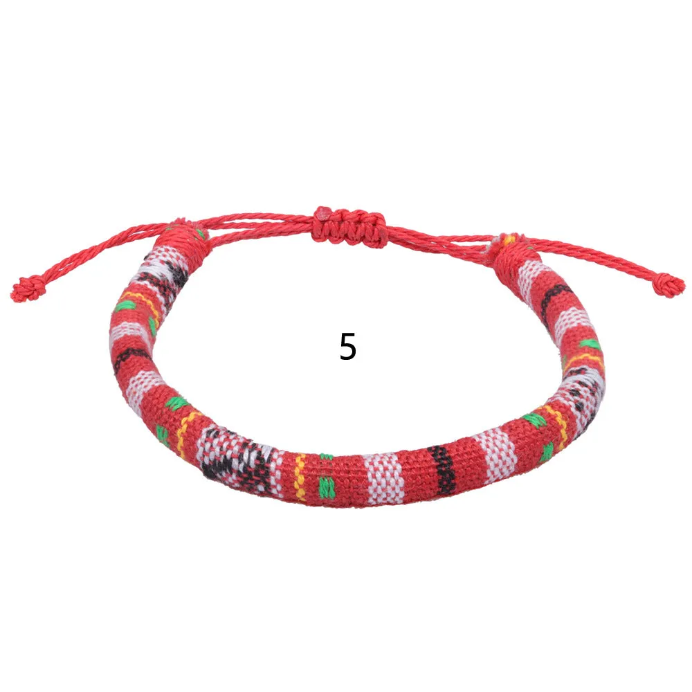 Wholesale Handwoven Colorful Waxed Thread Cotton Rope Bracelet