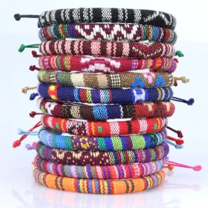 Wholesale Handwoven Colorful Waxed Thread Cotton Rope Bracelet