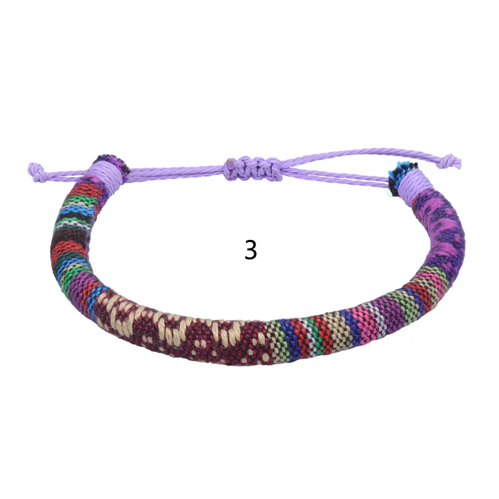 Wholesale Handwoven Colorful Waxed Thread Cotton Rope Bracelet