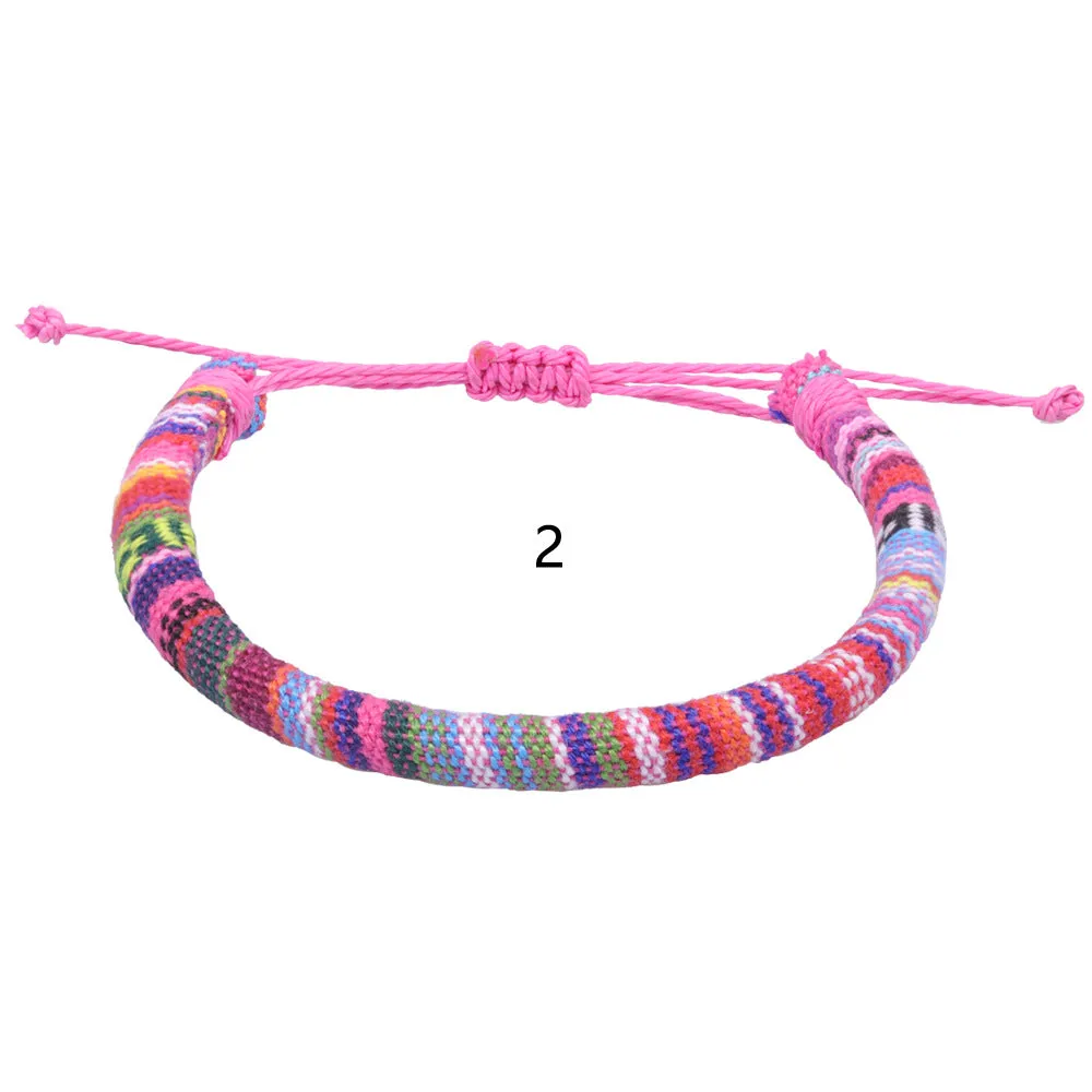 Wholesale Handwoven Colorful Waxed Thread Cotton Rope Bracelet