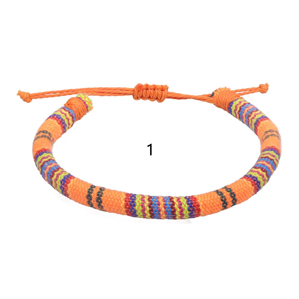 Wholesale Handwoven Colorful Waxed Thread Cotton Rope Bracelet